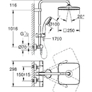 Sprchov set 250 s termostatem, 9,5 l/min, 2 proudy, chrom