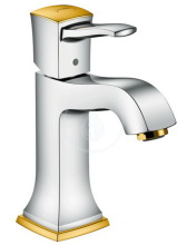 Hansgrohe Metropol Classic Pkov umyvadlov baterie 110 s pkovou rukojet, s odtokovou soupravou s thlem, chrom/vzhled zlata 31300090