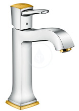 Hansgrohe Metropol Classic Pkov baterie 160 pro umyvadlovou msu s pkovou rukojet, s odtokovou soupravou s thlem, chrom/vzhled zlata 31302090