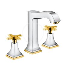 Hansgrohe Metropol Classic Totvorov umyvadlov baterie 160 s rukojet ve tvaru ke, s odtokovou soupravou s thlem, chrom/vzhled zlata 31307090