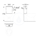 Splachovac ndr k WC kombi, 343x153 mm, bon pvod vody, alpsk bl