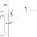 Sprchov vanika, 900 x 900 mm, ocel - s protihlukovmi podlokami, bl/antislip