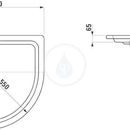 Sprchov vanika tvrtkruh, 900 x 900 mm - s protihlukovmi podlokami, bl/antislip