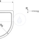 Sprchov vanika tvrtkruh, 900 x 900 mm - s protihlukovmi podlokami, bl/antislip