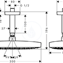 Horn sprcha 300 2jet s pvodem od stropu 100 mm, EcoSmart, chrom