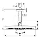 Horn sprcha 300 2jet s pvodem od stropu 100 mm, bl/chrom