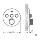 Termostatick sprchov podomtkov baterie, 3 ventily, kartovan Hard Graphite