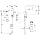 Umyvadlov baterie s vpust, 3-otvorov instalace, chrom