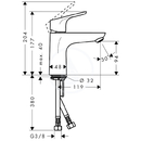 Pkov umyvadlov baterie 100 LowFlow 3,5 l/min bez odtokov soupravy, chrom