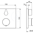 Termostatick vanov baterie pod omtku, s pepnaem pro 2 vstupy, chrom