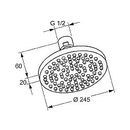 Talov horn sprcha, prmr 250 mm, chrom