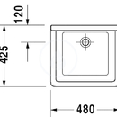 Vlevka 480x425 mm, bez otvoru pro baterii, bl