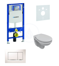 Geberit Duofix Sada pro zvsn WC 111.300.00.5 ND + klozet a sedtko Ideal Standard Quarzo - sada s tlatkem Sigma30, bl/leskl chrom/bl 111.300.00.5 ND5