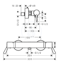 Termostatick sprchov baterie Care, prodlouen rukojeti, chrom