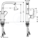 Pkov umyvadlov baterie 230 s odtokovou soupravou Push-Open, chrom