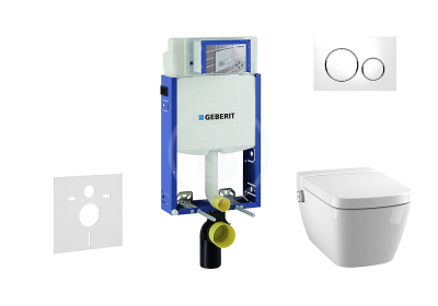 Set předstěnové instalace, sprchovací toalety a sedátka Tece, tlačítka Sigma20, Rimless, SoftClose, bílá/chrom