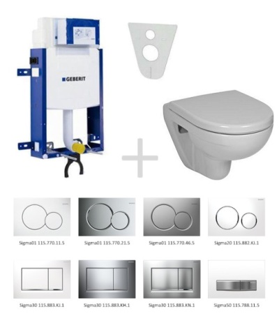 Geberit Kombifix Sada pro zvsn WC 110.302.00.5 NL + klozet a sedtko JIKA LYRA - sada s tlatkem Sigma01, bl 110.302.00.5 NL1